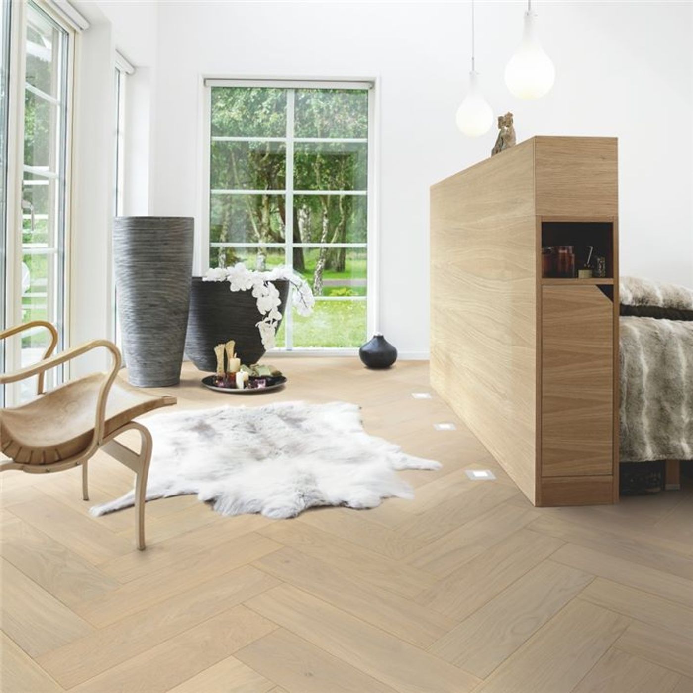 Fiskebensparkett Pergo Saltholm - Light Herringbone Oak