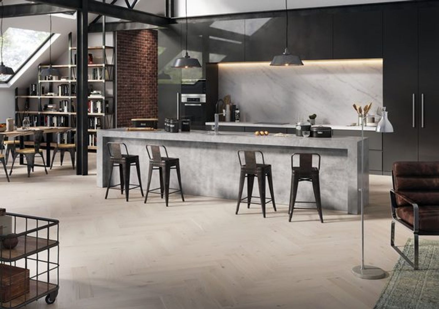 VAREPRØVE - Parkett Saga Herringbone Pearl Oak